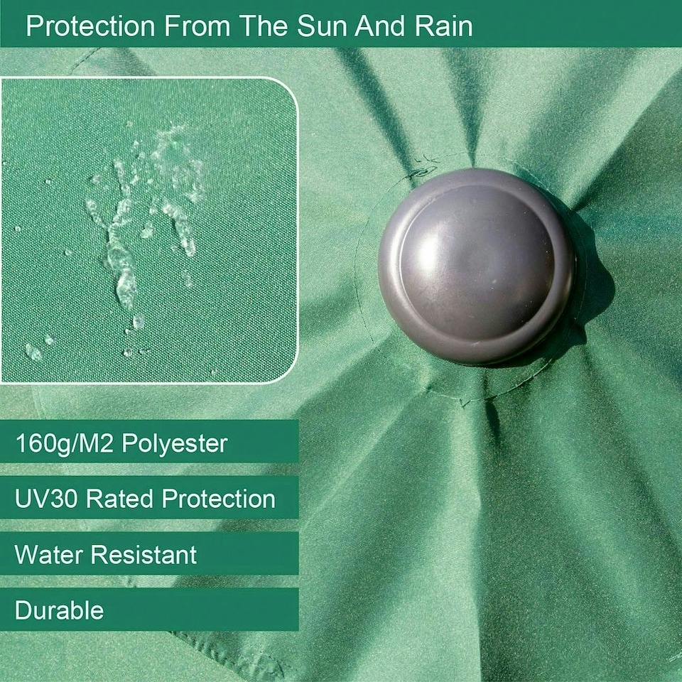 image 1 of GardenKraft 2M Parasol Crank & Tilt 6 Ribs Dark Green | Multi