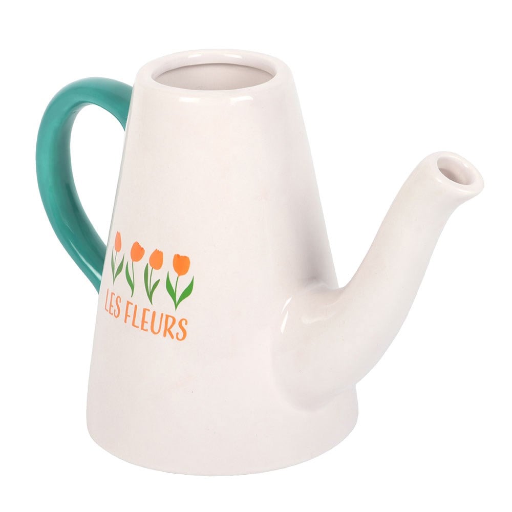 Something Different Les Fleurs Tulip Ceramic Watering Can White White/Green 1