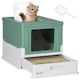 image 6 of PawHut Hooded Cat Litter Box, Pet Toilet w/ Scoop, Tray - Green