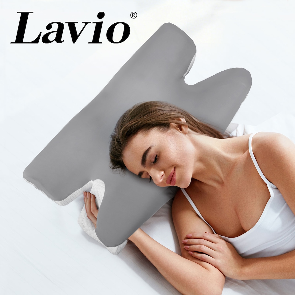 image 1 of Lavio Ergonomic Horn Pillow for Neck Shoulder Pain Relief Side Sleeper Support