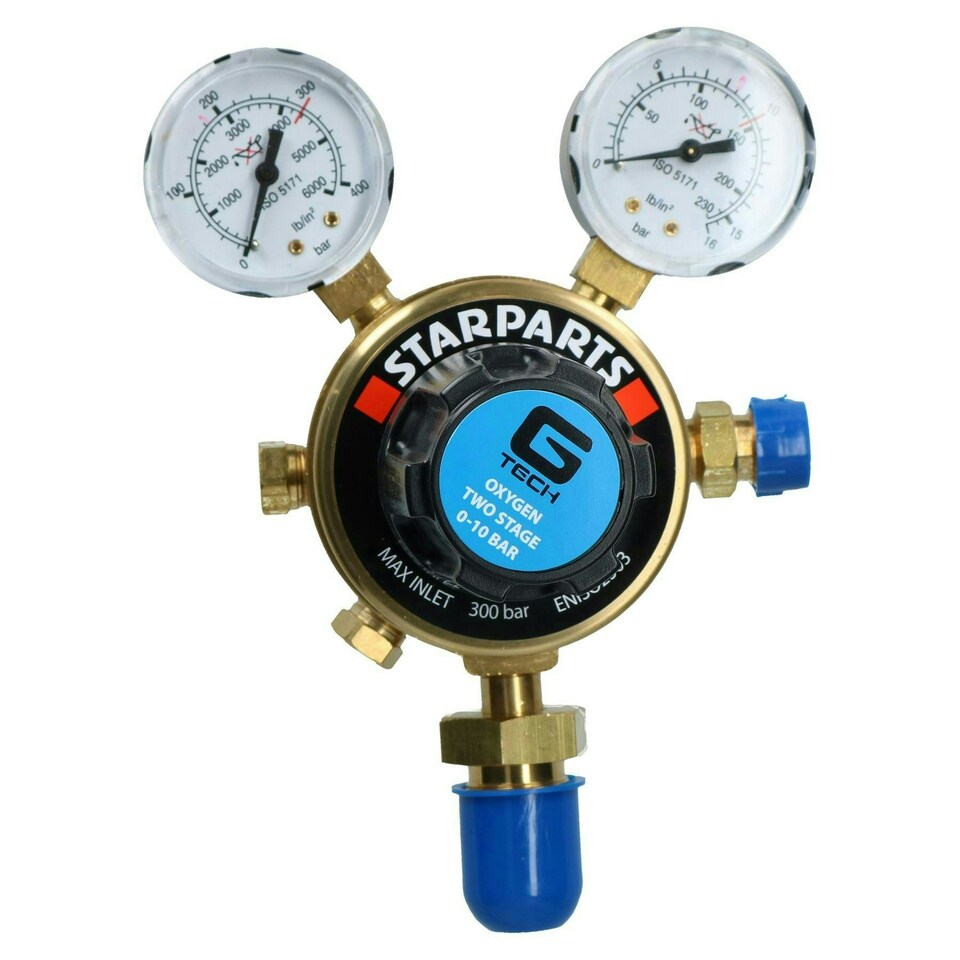 image 1 of Oxygen O2 Regulator Two Stage 2 Gauge Gas Bottle 300 Bar Welding Welder