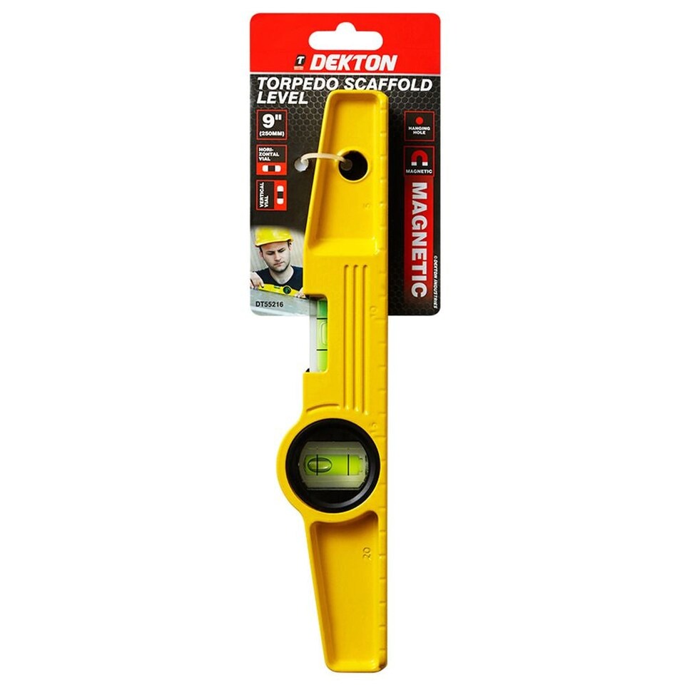 image 1 of Dekton Magnetic Metal Spirit Level Boat Scaffolder Horizontal Vertical 250mm 10"