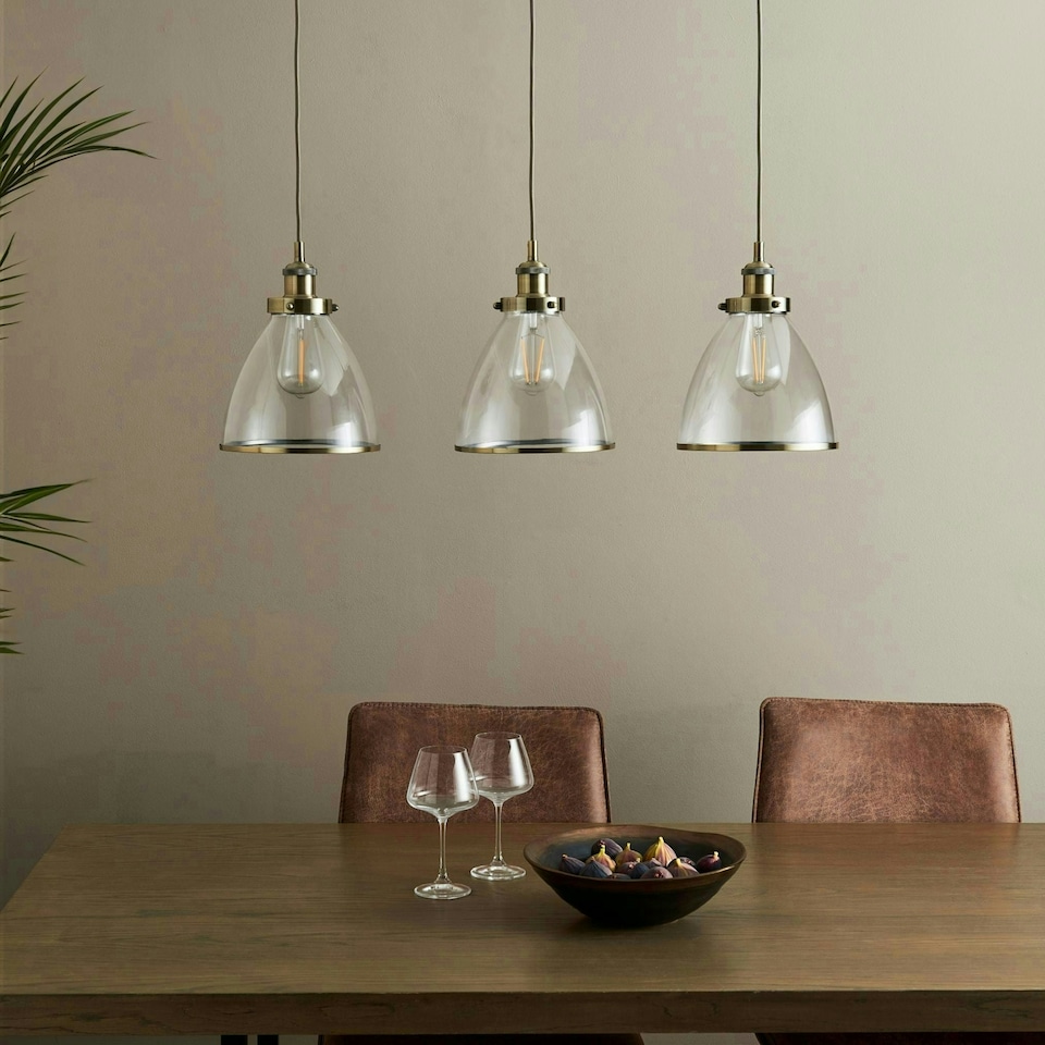 image 1 of Brunswick 3 Light Bar - Antique Brass & Glass Gold | Antique Brass