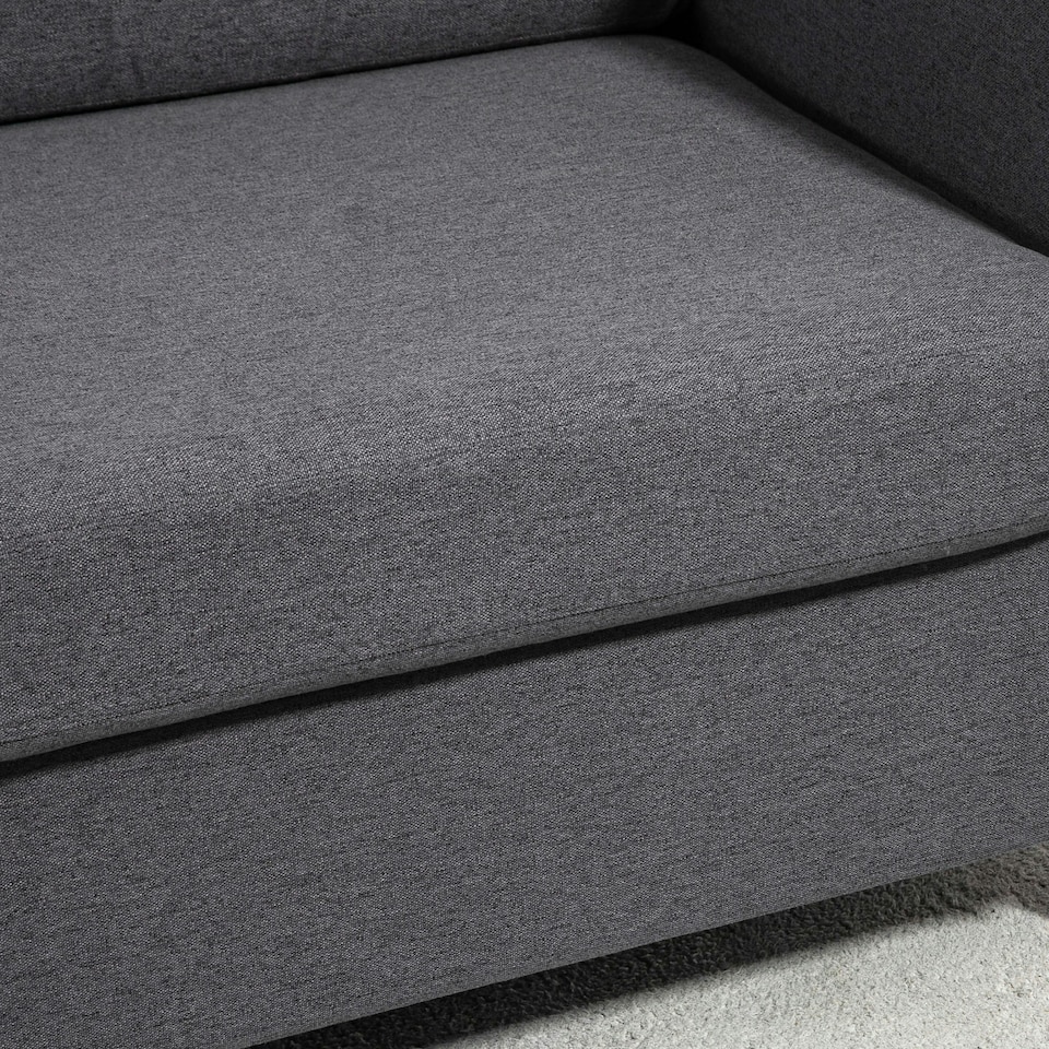 image 1 of HOMCOM Double Seat Sofa Linen Upholstery Loveseat Couch w/ Armrests, Dark Grey