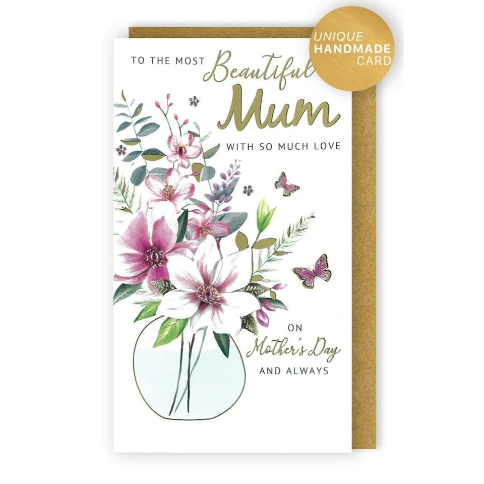 image 1 of Beautiful Mum Butterfly Blooms! Mother's Day Hand-Finished Card