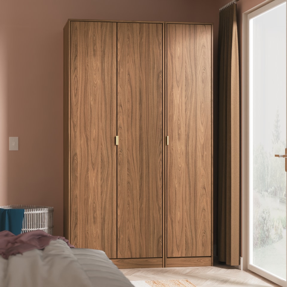 image 1 of Honshu Tall Triple Wardrobe in Carini Walnut (Ready Assembled) | Brown | Carini Walnut