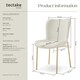 image 6 of Dining Chair Tessa - ergonomic high backrest, slim steel legs, soft fabric - Set of 2 White | Boucle White/Gold