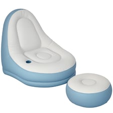 Outsunny Inflatable Chair and Footstool for Gaming, Reading, Watching White 