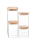 image 1 of Argon Tableware 4 Piece Square Glass Storage Jars Set with Wooden Lids
