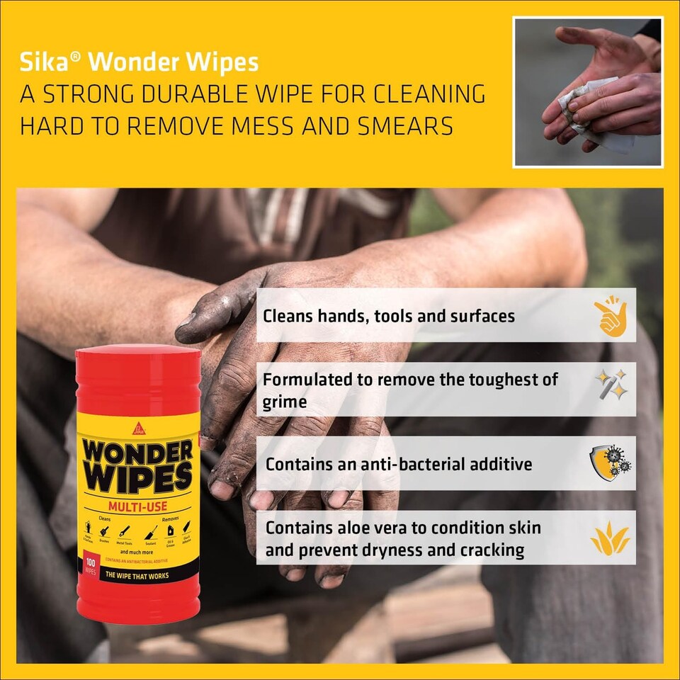 image 1 of Everbuild Sika Wonder Wipes - 100 Cleaning Wipes