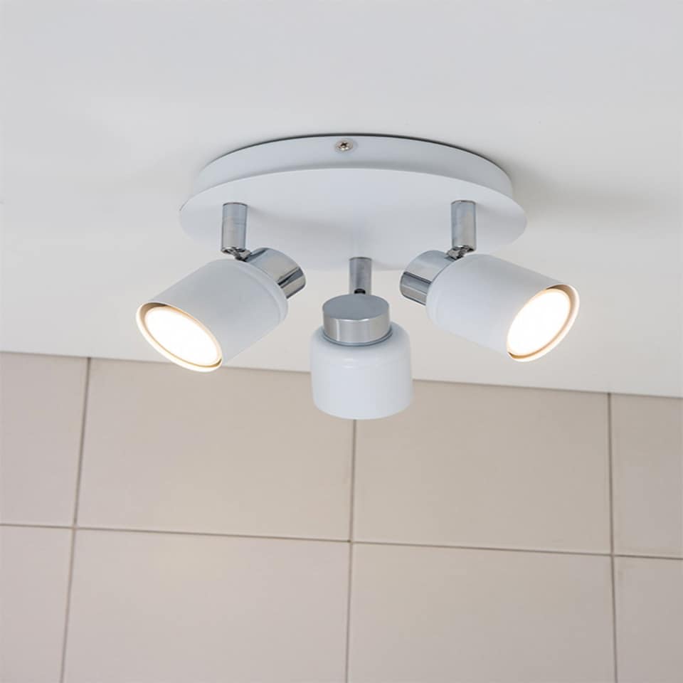 image 1 of ValueLights Benton White IP44 Round Adjustable Ceiling Light | White
