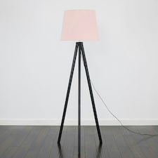 ValueLights Modern Black Wood Tripod Design Floor Lamp With Pink Shade