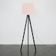 image 1 of ValueLights Modern Black Wood Tripod Design Floor Lamp With Pink Shade