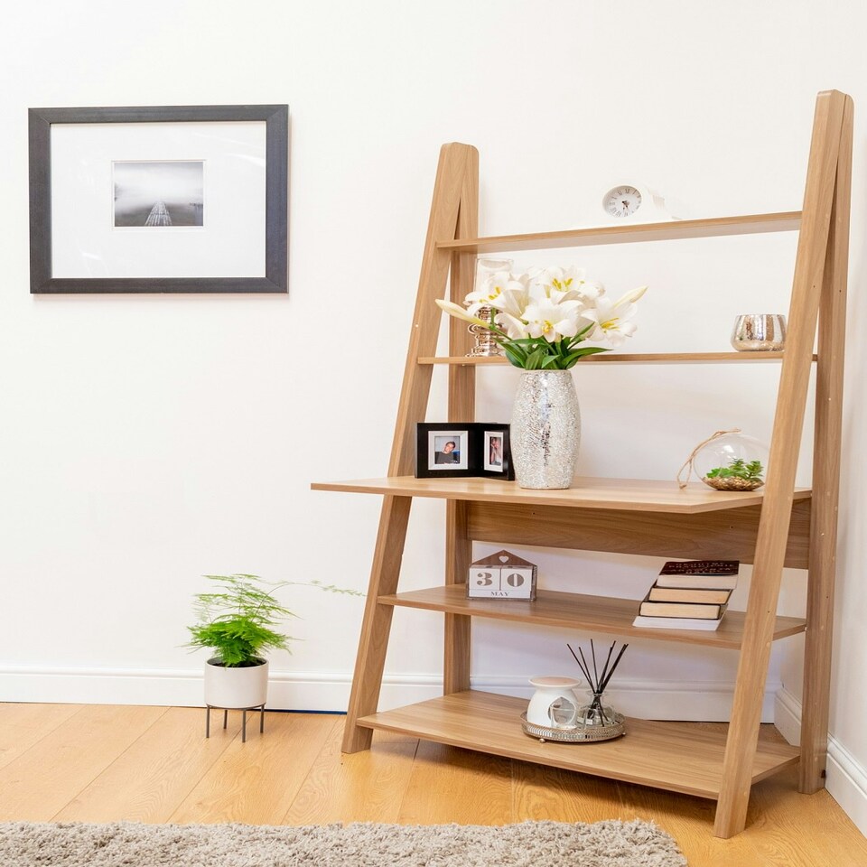 image 1 of Ladder Bookcase Desk 5 Tier