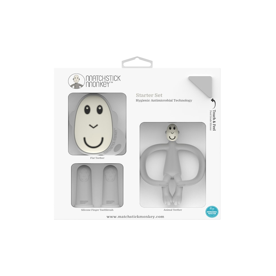 image 1 of Matchstick Monkey Teething Starter Set Cool Grey