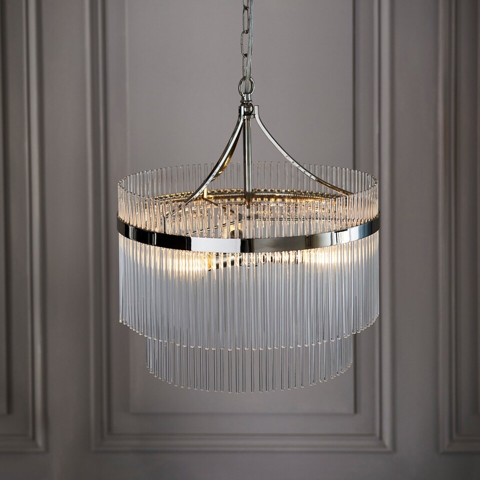 image 1 of Marietta 3 Light Multi Arm Lamp Ceiling Pendant Bright Nickel