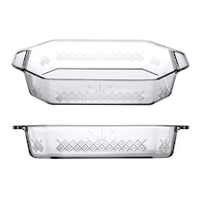 Glass Cooking Baking Roasting Oven Serving Tray Rectangular | Clear | Clear | Rectangular with Handles | 1