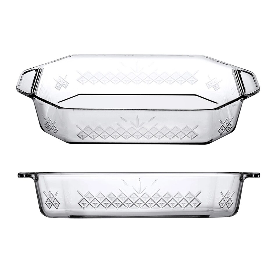 image 1 of Glass Cooking Baking Roasting Oven Serving Tray Rectangular | Clear | Clear | Rectangular with Handles | 1