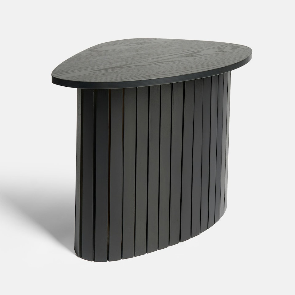 image 1 of OHS Ribbed Round Oval Home Living Room Modern Decor Coffee Side End Table Black
