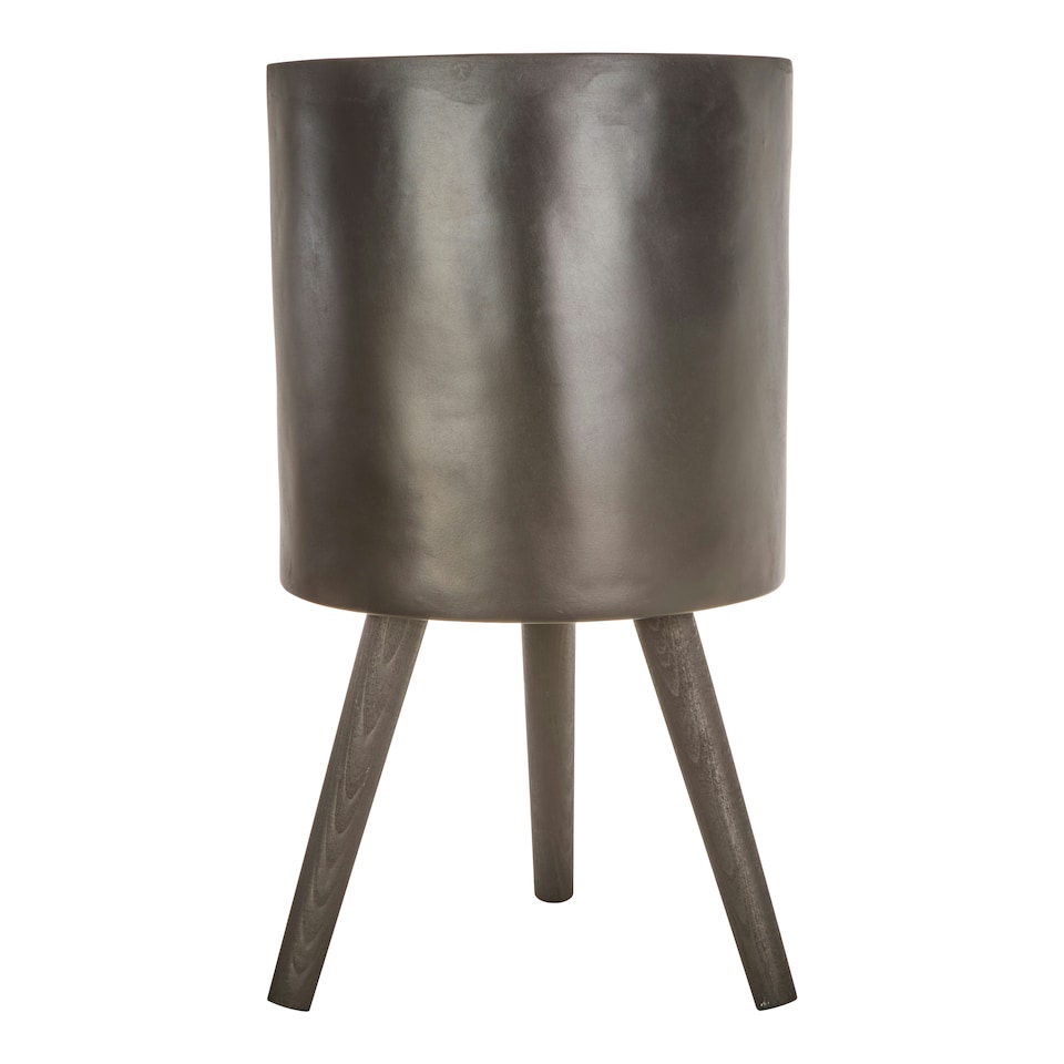 image 1 of Darnell Large Black Finish Planter Black | Black