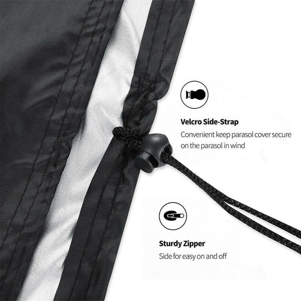 image 1 of Premium Umbrella Parasol Cover Garden Patio Waterproof Outdoor Protection 175x24 Grey