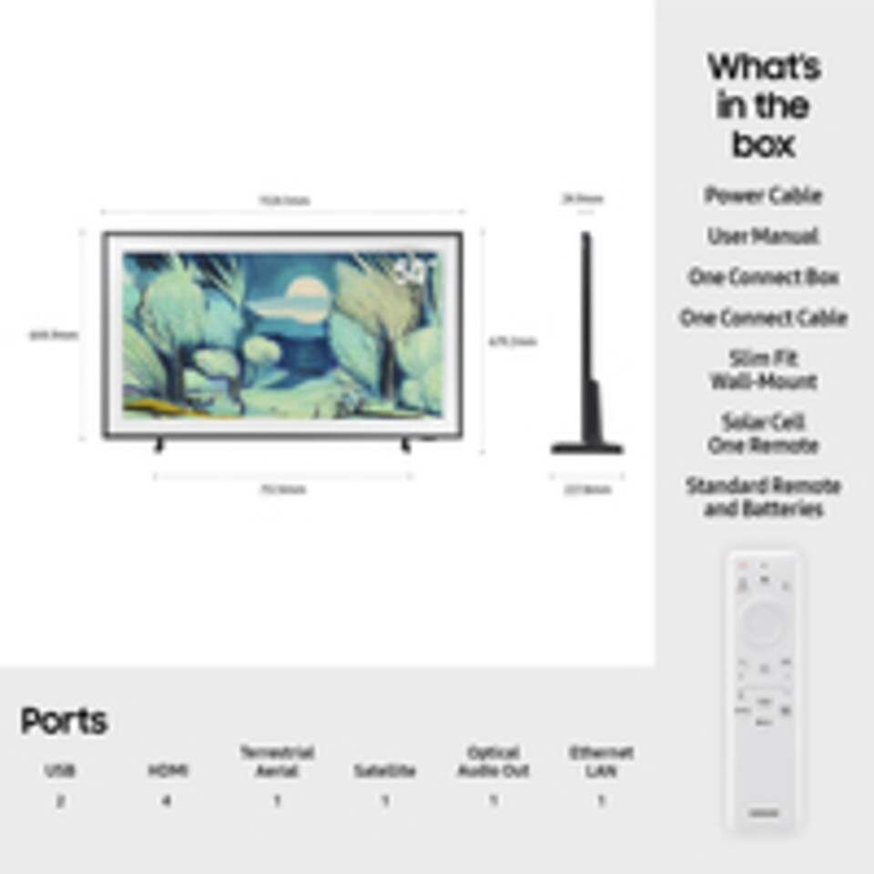 image 1 of Samsung 2025 50" The Frame Art Mode QLED 4K HDR Smart TV 127 cm (50") 4K Ultra HD Wi-Fi Black | Black | Black | 127 cm (50")