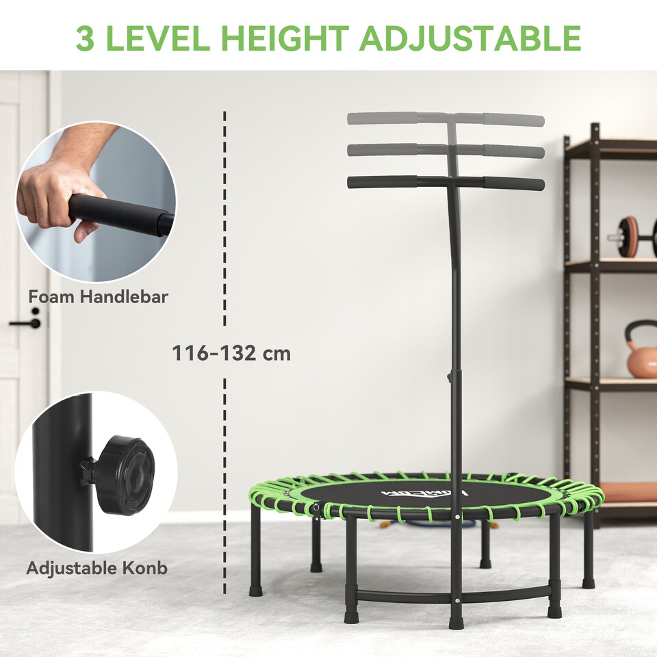 image 1 of HOMCOM Trampoline Outdoor Bouncer Jumper Adjustable Handle, Green