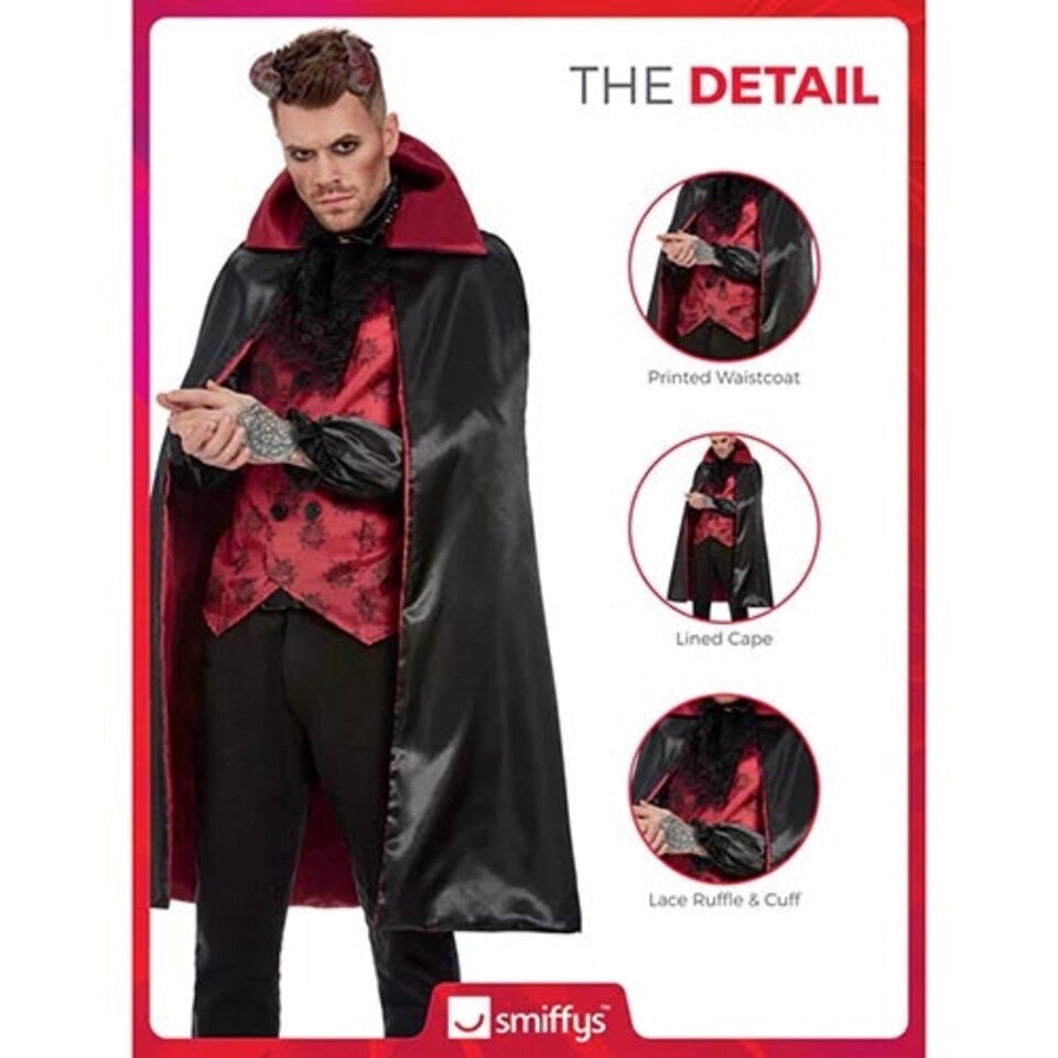 image 1 of Red & Black Devil Fancy Dress Costume Adult Mens Large