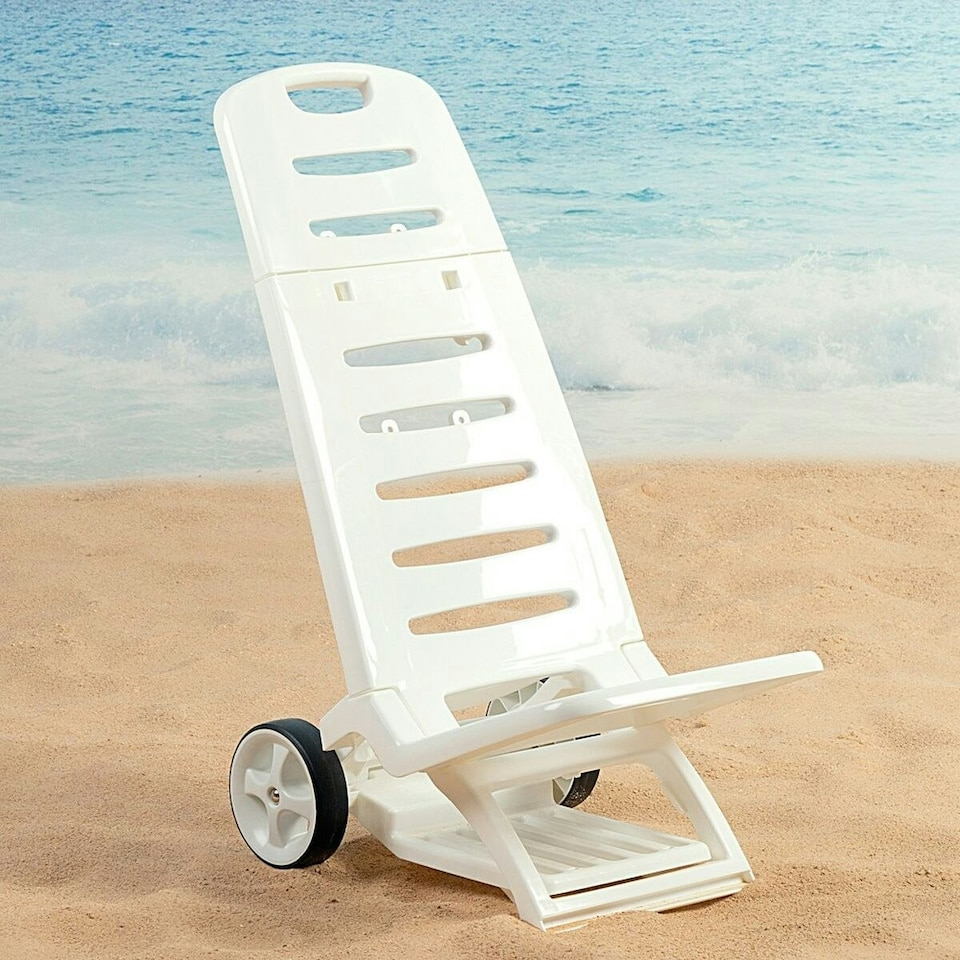 image 1 of Beach Chair Aktive White Wheels 40 x 84 x 44 cm (2 Units) N/A