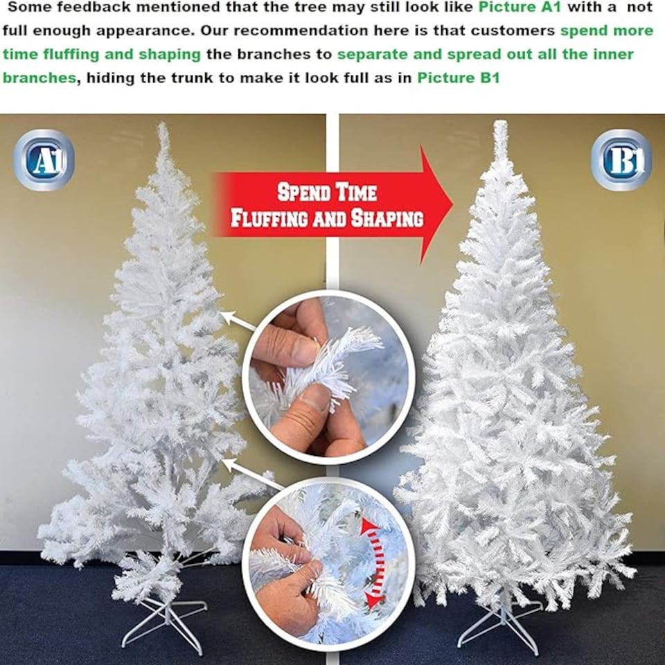 image 1 of 10FT Alaskan Pine White Christmas Bushy Looking Artificial Tree with Metal Stand | White | White