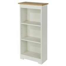 Colorado Low Narrow Bookcase - MDF/MDP - 44 x 21.5 x 100 cm - Soft White/Oak White