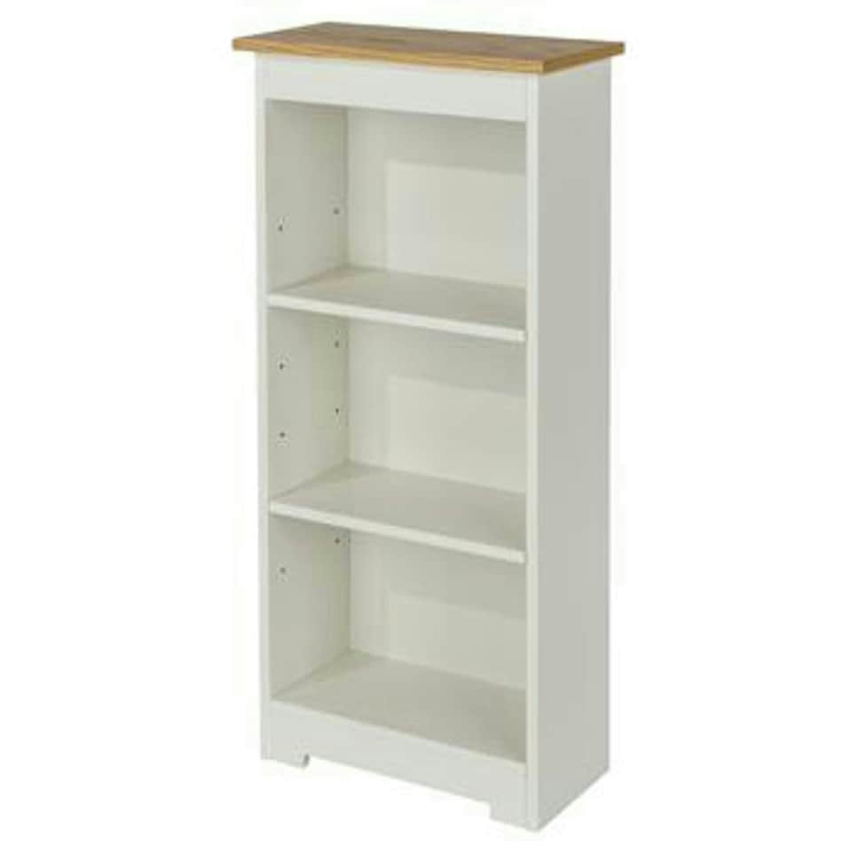 image 1 of Colorado Low Narrow Bookcase - MDF/MDP - 44 x 21.5 x 100 cm - Soft White/Oak White