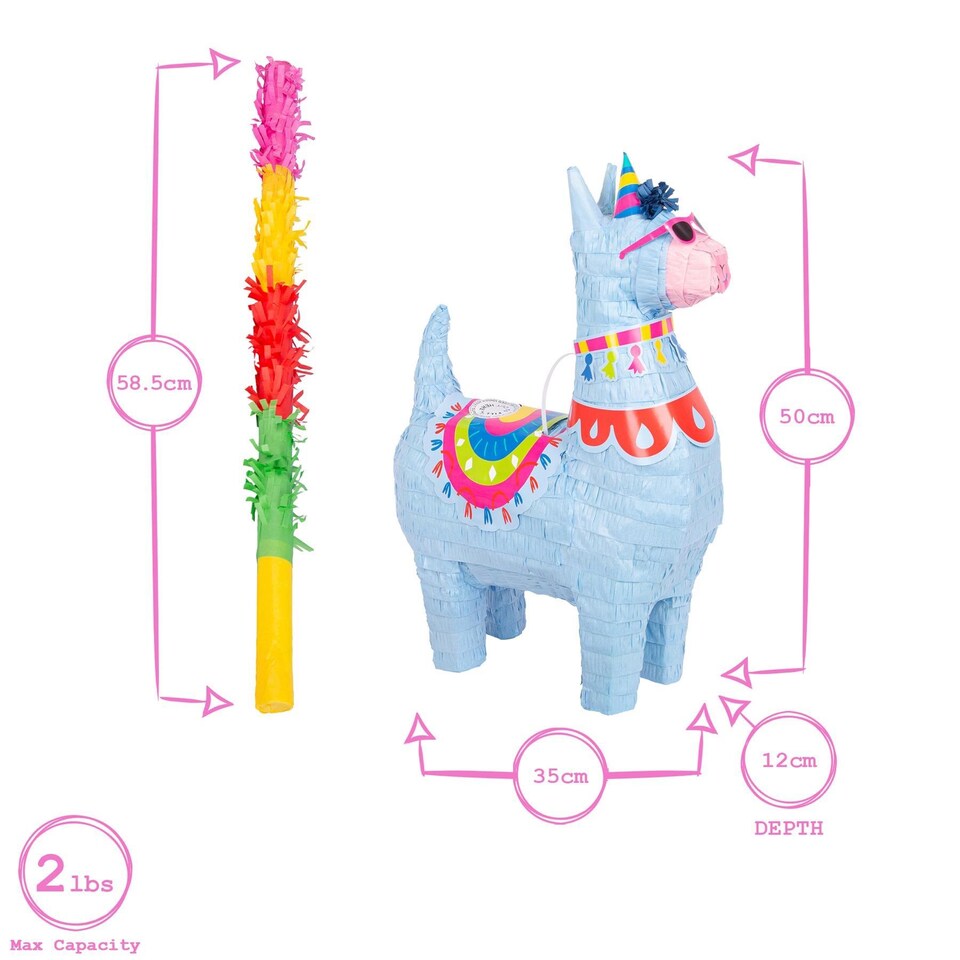 image 1 of Fax Potato 3pc Llama Pinata Set with Stick & Blindfold - Blue Stick