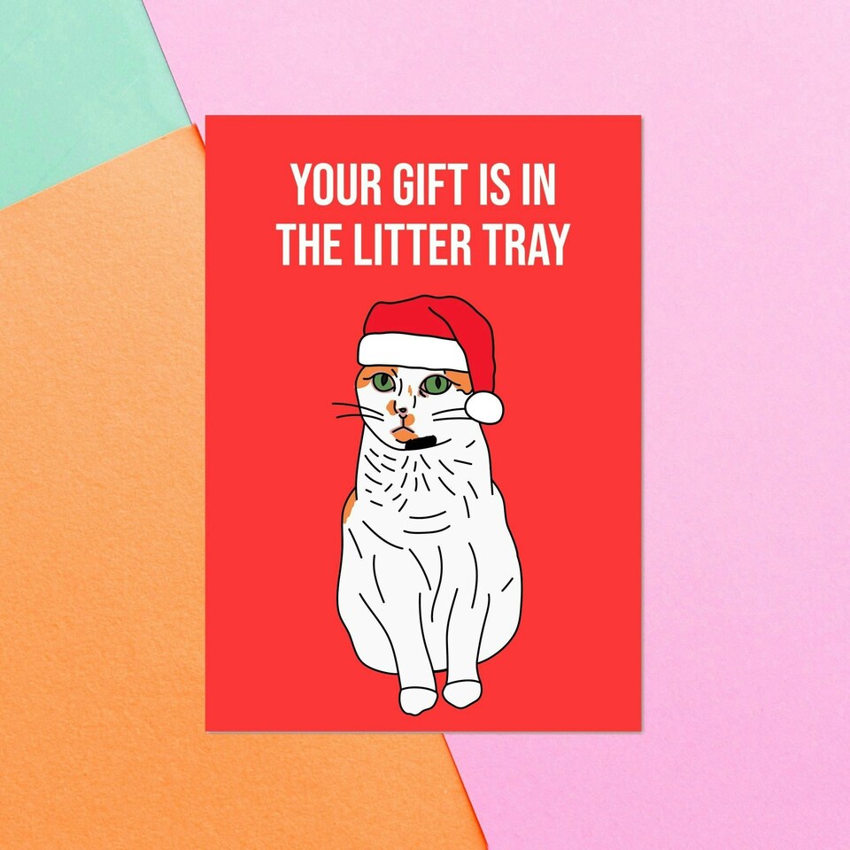 Your Gift Is In The Litter Tray Greetings Card