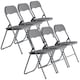 image 1 of 6 Pc Folding Lightweight Chair Set Portable Metal Frame PVC Velvet Ribcord Seats | Multi | Dark Grey Ribcord