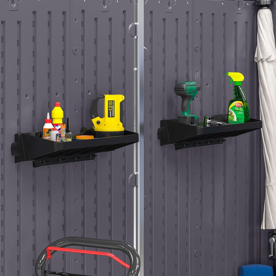 image 1 of Suncast Extra Deep Shelving With Hooks Set - Pack of 2 | Black