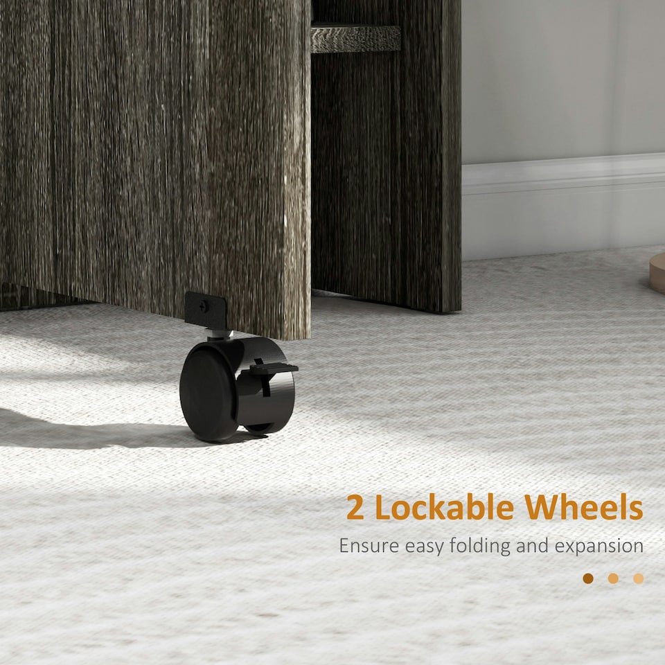 image 1 of HOMCOM Mobile Drop Leaf Dining Table Folding Desk w/ 2 wheels Storage Shelves