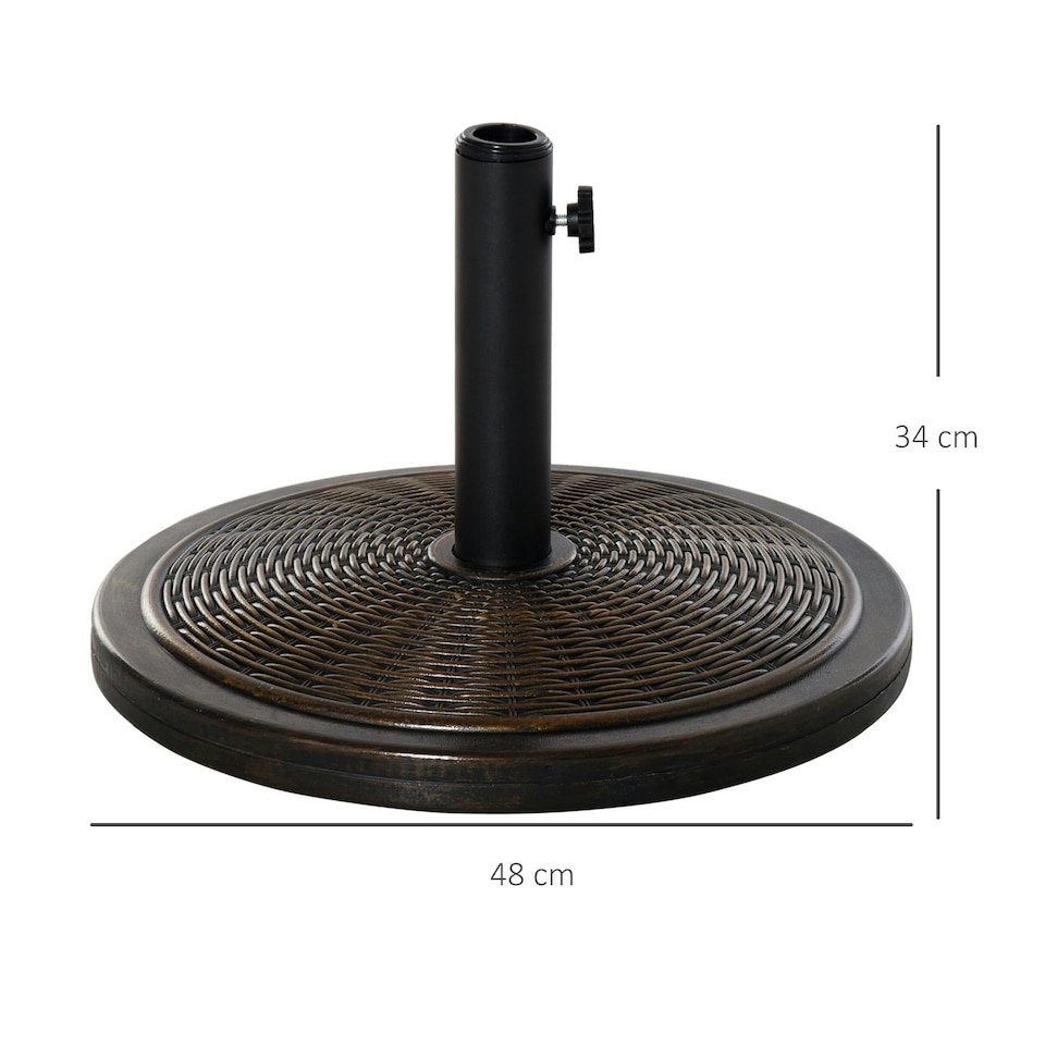 image 1 of Outsunny 13kg Cement Parasol Base Stand Fits 35mm/38mm/48mm Poles, Black