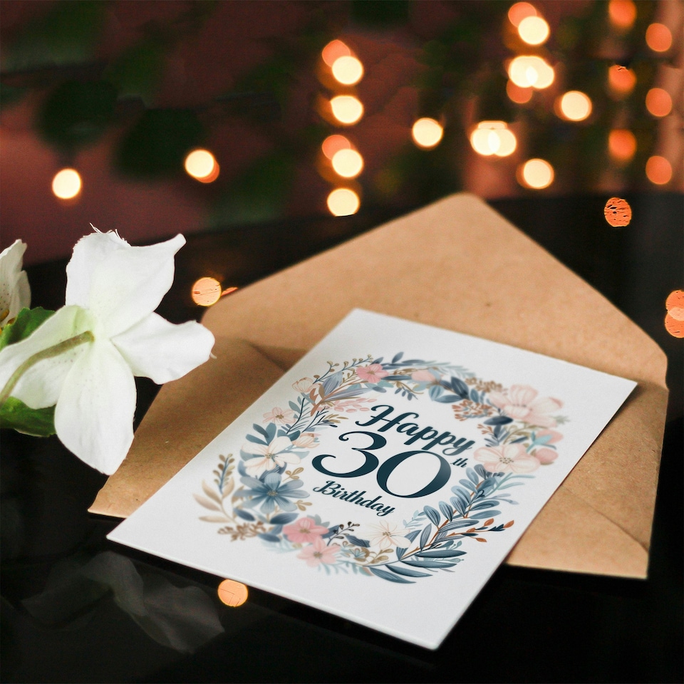 image 1 of Elegant Floral Letterpress 30Th Woman Her Birthday Card