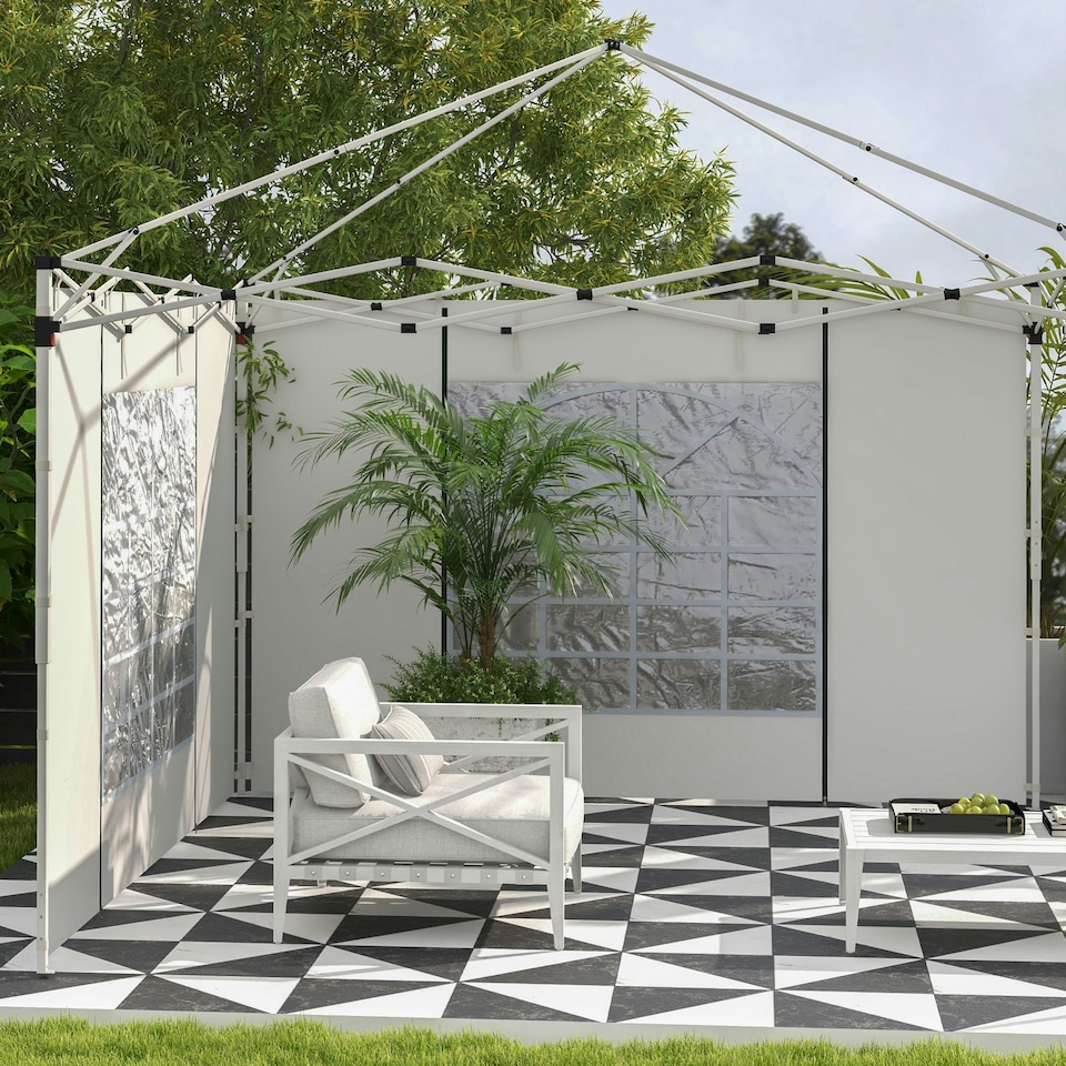 image 1 of Outsunny 3x3(m) or 3x6m Pop Up Gazebo Side Panels Replacement, 2 Pack, White