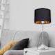 image 5 of Modern Black Cotton Fabric Small 8" Drum Lamp Shade with Shiny Golden Inner | Black | Black | 1