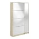 image 1 of Shoes Shoe Cabinet 4 Flip Down Doors and 2 layers 1 Mirror Door Oak structure