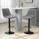 image 2 of HOMCOM Set Of 2 Microfibre Retro Tub Bar Stools Metal Frame Footrest Seat Grey