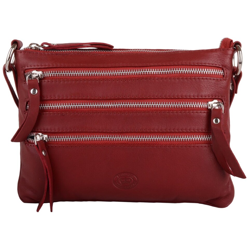 image 1 of London Leathergoods Womens Premium Soft Genuine Leather Cross Body / Shoulder Bag | Red | Dark Red