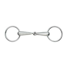 Shires Hollow Mouth Horse Loose Ring Snaffle Bit - Light Steel - 6in