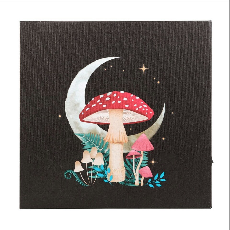 image 1 of Something Different Canvas Forest Mushroom Light Up Canvas - Black/Red/White - One Size
