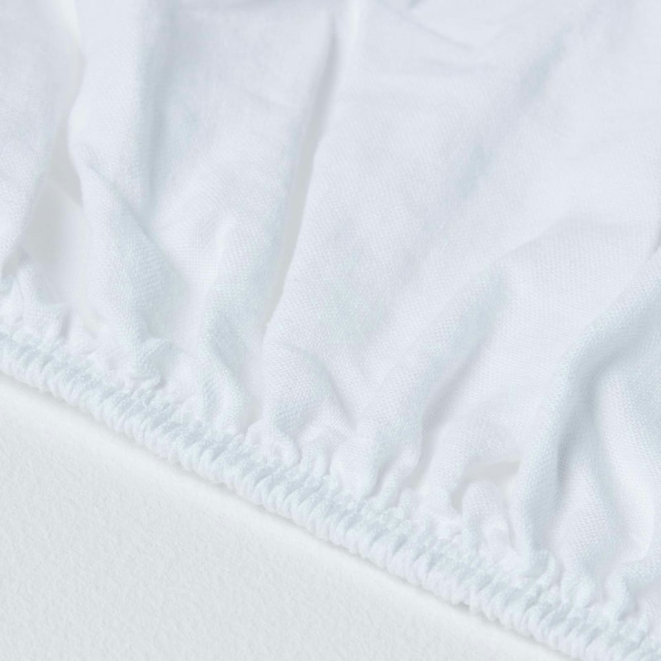 image 1 of Homescapes White Linen Fitted Sheet, Single