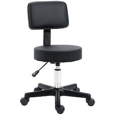 HOMCOM Beautician's Swivel Salon Chair with Padded Seat Back 5 Wheels Adjustable Height Salon Hairdressers Tattoo Spa Rolling Cushion Professional Black