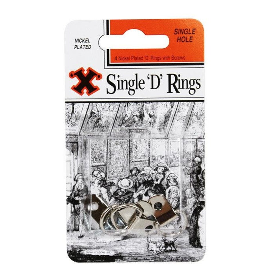 X Nickel Plated Single D Rings Blister 4pk - One Colour - One Size