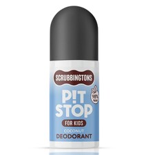 Scrubbingtons Pit Stop Kids Deodorant Natural Roll On For Children, Teens. Natural Ingredients For Sensitive Skin Paediatrician approved, Aluminium & Alcohol Free, Coconut, 75ml | White | White | 1